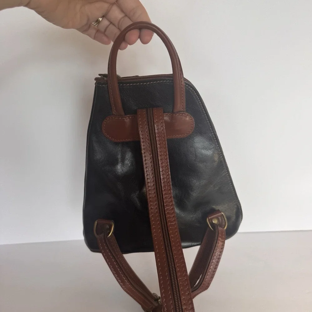 Italian Genuine Leather Top Handle Backpack Purse Brown Shoulder Bag Handbag
